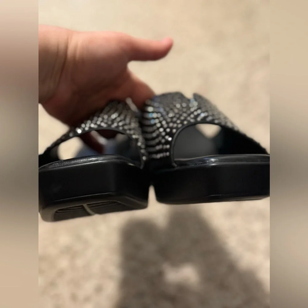 New black crystal sandals size 10‎ US 41 Uk